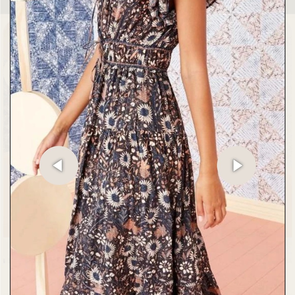 Ulla Johnson Black Floral Midi Dress - Picture 3 of 9